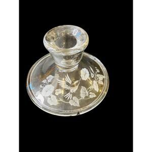 Vintage Avon Crystal Hummingbird Flower Taper Candlestick 2.5"h